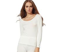 Liang Rou Women's Scoop Neck Ultra Thin Basic Long Sleeve Shirt Off-White Small