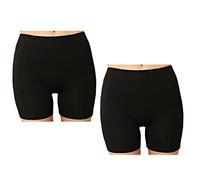 Liang Rou Women's Ultra Thin Stretch Safety Short Leggings 2-Pack Plain Black M