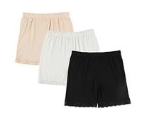 Liang Rou Women's Ultra Thin Stretch Short Leggings 3-Pack Lace Trim XL
