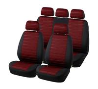 LIANGBAOS Auto Seat Covers Universal Full Seat Cover Protector Design Airbag&Rear Split Bench(Red full set)