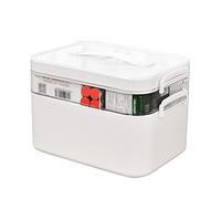 Liangduo Medicine Storage Box, Large 2-Layer First Aid Boxes,Portable Medicine Boxes With Mini 3 Compartment,Household Medication Storage Box Medical Organiser for Home Office Car School (white)