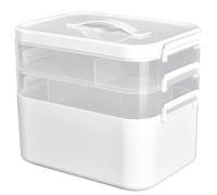 Liangduo Medicine Storage Box, Large 3-Layer First Aid Boxes,Portable Medicine Boxes with Mini 6 Compartment,Household Medication Storage Box Medical Organiser for Home Office Car School (White)