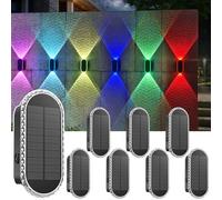 LIANGLOME 8PK Solar Fence Lights Outdoor - Solar Outdoor Light Warm White & RGB Lights for Outside Backyard, Patio, Deck Fence, Stair Handrail, Pool and Wall