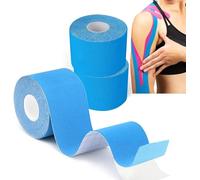 LiangMai Kinesiology Tape (3 Rolls,5cm*5m) Waterproof Sports Tape for Athletes Physio Elastic Tape Muscle Tape for Knee, Shoulder, Ankle, Plantar & Body Support & Kinetic, Flexible(Blue)