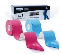 LiangMai Kinesiology Tape Precut (2 Rolls,40 Strips - 5 cm x 5 m) Blue + Pink,Waterproof & Durable Sports Tape,Muscle Tape for Pain Relief Muscle Support, Recovery and Physio Therapy