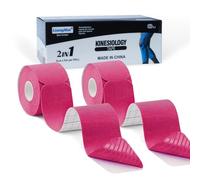 LiangMai Kinesiology Tape Precut (2 Rolls,40 Strips - 5 cm x 5 m) Waterproof & Durable Sports Tape,Muscle Tape for Pain Relief Muscle Support, Recovery and Physio Therapy,Athletic Tape,Pink