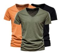 liangp 3 Pack T Shirts for Men UK 100% Cotton Tshirts Plain Crew Neck Short Sleeve Assorted Colours Mens T Shirts Multipack