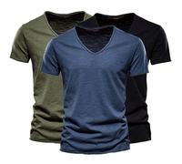 liangp 3 Pack T Shirts for Men UK 100% Cotton Tshirts Plain Crew Neck Short Sleeve Assorted Colours Mens T Shirts Multipack
