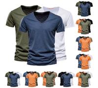 liangp 3 Pack T Shirts for Men UK 100% Cotton Tshirts Plain Crew Neck Short Sleeve Assorted Colours Mens T Shirts Multipack