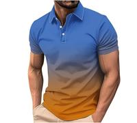 liangp Blue Polo Shirt Men, Mens Polo Shirts Short Sleeve Classic Stretch Golf Shirt Casual Fashion T Shirt Breathable Quick Dry Summer Outdoors Holiday Hiking Tshirts Top