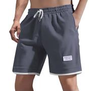 liangp Mens Linen Shorts, Waffle Summer Casual Shorts Lightweight Breathable Beach Home Holiday Pants Comfortable Running Sports Gym Joggers Dark Gray