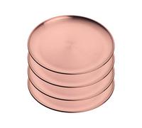 Liangs 4-Piece Stainless Steel Dinner Plates Dessert Salad Plates, 9.1 Inch Round Metal Platter for Camping Barbecue and Baking, Non Toxic Healthy Serving Dishes Dishwasher Safe (Rose Gold)