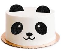 LIANGSS Panda Bear happy Birthday Cake Topper Animal Zoo Themed Kids Boy Girl family Party Decorations Supplies Black Sparkle Decor