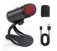 LIANGSTAR USB Computer Microphone, Podcast Mic Desktop with Mute Button for Recording Streaming, Color Change, Omnidirectional Condenser, Plug and Play with Stand for PC, Laptop, Mac, YouTube