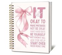 LIANGW Preppy Bow Mental Health Notebook, It Is Okay to Inspirational Notebooks for Note Taking, Mental Health Journal for Women, Positive Affirmation Journals for Writing, 5.5x8.3 Inch