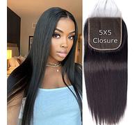 Liangya Hair 5x5 Straight Hd Lace Closure Human Hair 12A Real Transparent Lace Closure 5x5 Closure Virgin Remy Human Hair Frontal Closure Pre Plucked With Baby Hair Natural Black Color(20inch)