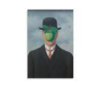 LiangZHBA The Son of Man by Rene Magritte Surrealism 1964 Apple And Bowler Hat Wall Art Print Artworks Canvas Room Aesthetic Wall Art Prints Home Modern Decor Unframe 08x12inch(20x30cm)