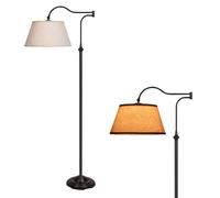 lianheng Cantilever Floor Lamp, Standing Chandelier Floor Lamp with 180° Adjustable Swing Arm, Modern Floor Lamps with Linen Shade,Classic Lamp for Living Room Office Bedroom Reading