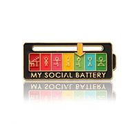 Lianiser Social Battery Slider Lapel Pin - Creative Mood Recording Tool, Fun Interactive Enamel Emotional Badge for Men and Women, 7 Days A Week Jewelry, Zinc, no gemstone