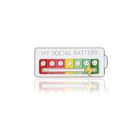 Lianiser Social Battery Slider Lapel Pin - Creative Mood Recording Tool, Fun Interactive Enamel Emotional Badge for Men and Women, 7 Days A Week Jewelry, Metal, no gemstone