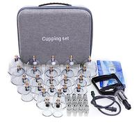 lianjindun 24 Cupping Set Massage Therapy Cups, Cupping kit for Massage Therapy, Professional Cupping Therapy Set with Hand Pumps, Suction Hijama Cups with Portable Case, for Cellulite Reduction,