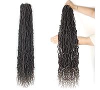 lianlian 6 Packs New Faux Locs With Curly End 36 Inch Soft Locs Crochet Hair Distressed Goddess Locs Crochet Braid Pre Looped Crochet Locs For Black Women(36 inch, 30#)