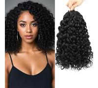 LianLian GoGo Curl Crochet Hair 12 Inch Ocean Wave Curly Crochet Hair Extensions 8 Packs Water wave Crochet Hair Crochet Braids Pre Looped Deep Wave Crochet Hair Extensions