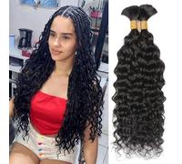 LIANLIAN Human Braiding Hair 2 Bundles 100g 16Inch Deep Wave Bulk Human Hair for Braiding Virgin Curly Braiding Bulk for Boho Braids Wet and Wavy Human Braiding Hair