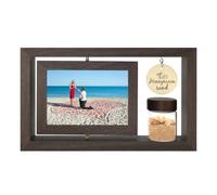 Liannan Customizable Honeymoon Sand Photo Frame - Holds Two 4x6 Inch Pictures with Glass Keepsake Jar for Beach Sand and Seashells - Romantic Wedding Gift, Anniversary Memory Keepsake (brown2)