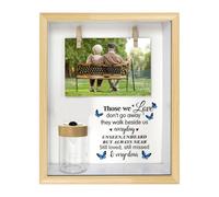 Liannan Personalization Memorial Photo Frame with Glass Keepsake Jar，Perfect for Preserving Loved One’s Hair & Memories，Sympathy Bereavement Gift - Holds 4x6 inch pictures (wood)
