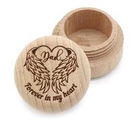 Liannan Rustic, Personalized Keepsake Box with Lift-Off Lid and Screw Closure, Memorial Keepsake Box, 2" x 2" x 1.4" (Wings Dad)