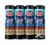 Lianpak 120L Heavy Duty Drawstring Bin Bags - 40 Micron Extra Strong Refuse Sacks, Made from 100% UK Recycled Plastic, Tear & Leak Resistant Large Black Rubbish Bags 4 Rolls (Total 40 Bags)