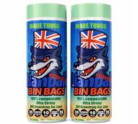 Lianpak BioFlex 35L Compostable Bin Bags, Biodegradable Drawstring Kitchen Bin Liners, Extra Thick 35 Micron Eco Friendly Trash Bags, PBAT PLA Garbage Bags, 70 × 58 cm, 10 Bags per Roll (20)