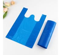 Lianpak Extra Strong Heavy Duty Blue Clear Vest Carrier Bags 30mu with FlexTech, Soft Touch, Recycled, Tear Resistant - Perfect for Household, Office, Kitchen & Caterers (100, 16"x20"x24")