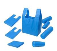 Lianpak Extra Strong Heavy Duty Blue Clear Vest Carrier Bags 30mu with FlexTech, Soft Touch, Recycled, Tear Resistant - Perfect for Household, Office, Kitchen & Caterers (25, 22"x27"x34")