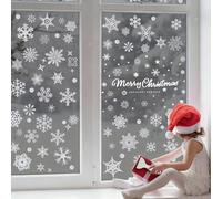 LIANRISES 10 Sheets Silver Glitter Snowflake and Merry Christmas Window Decorations Stickers,125Pcs Removable,Reusable Static Stickers, for Xmas Window,Door,Showcases,Ceramic tile Decor, Gift a Shovel