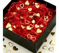 LIANRISES 100g Red Shredded Paper for Hampers, Christmas Shredded Tissue Paper for Valentine's Day, Wedding, Birthday, Baby Shower, Gift Packaging, With 10g Heart Confetti