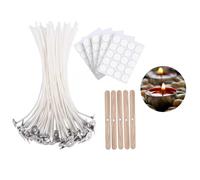 LIANRISES 100pcs Natural Cotton Candle Wicks with 5 Holders & 100 Stickers - DIY Candles for Home Decor