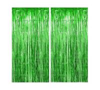 LIANRISES 2 pack 1 m x 2 m Silver Foil Curtain Birthday Decoration Party Decoration Tinsel Green Thin Ribbon Sequins for Girls Boys Jungle Hawaii Football St Patrick's Day, LT920