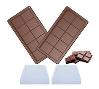 LIANRISES 2pcs Dubai Chocolate Moulds, Silicone Deep Thick Candy Chocolate Bar Mould, Reusable DIY with 2pcs Food Scraper