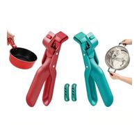 LIANRISES 2pcs Hot Plate Gripper, with 2pcs Silicone Pan Handle Covers, Anti Scald Bowl Holder Clip for Hot Food, Heat Resistant, Non-Slip for Microwave Oven Air Fryer Tongs
