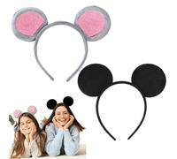 LIANRISES 2pcs Mouse Ears Headband for Adults Kids, Soft Comfortable, Rat Costume, Carnival Cosplay Party Hairbands, Halloween Cartoon Animal, Birthday, Christmas