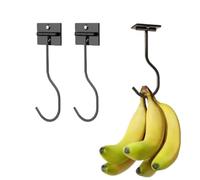 LIANRISES 2pcs Stick On Banana Hook Hanger Under Cabinet, Metal Banana Tree Stand Holder, Foldable, Keep Fresh, Folds Up with Magnets When Not in Use
