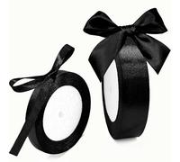 LIANRISES 46M Black Ribbon for Gift Wrapping, 1/2cm Black Satin Ribbon Thin for Balloons, for Crafting, Wedding, Birthday, Party, Christmas Decoration, Valentine, Hair Bows, Floral Bouquets(2pcs)