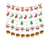 LIANRISES 5 Packs Christmas Banner Decorations - Bunting Banner Paper Decorations for Xmas Party, Indoor, Bedroom, Window, Fireplace, Office