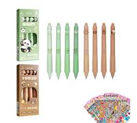 LIANRISES 8pcs Rub Out Pens Erasable Pens Blue 0.5mm Erasable Gel Pens With Rubbers On The End Friction Pen Blue Cute Panda and Bear for Kids Adults School with Random Stickers Cute Stationary
