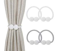 LIANRISES Curtain Tie Backs, 4 Pcs Magnetic Curtain Tiebacks, 46cm Length, Gray or Light Yellow, Polyester, Plastic, Suitable for Most Curtains, Home Office Hotel Window Decor