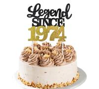 LIANRISES Legend SINCE 1974, Happy 51st Birthday Cake Toppers for Men Women, Glitter Black and Golden