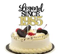 LIANRISES Legend SINCE 1985, Happy 40th Birthday Cake Toppers for Men Women, Glitter Black and Golden