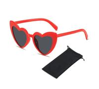 LIANRISES Red Heart Shaped Sunglasses Womens, Love with Glasses Bags, Cat Eye, Taylor Party Outdoor